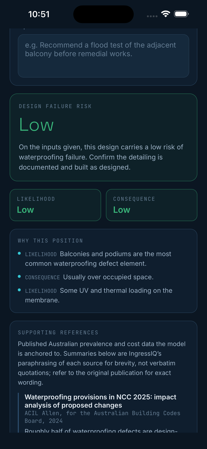 Design failure risk result